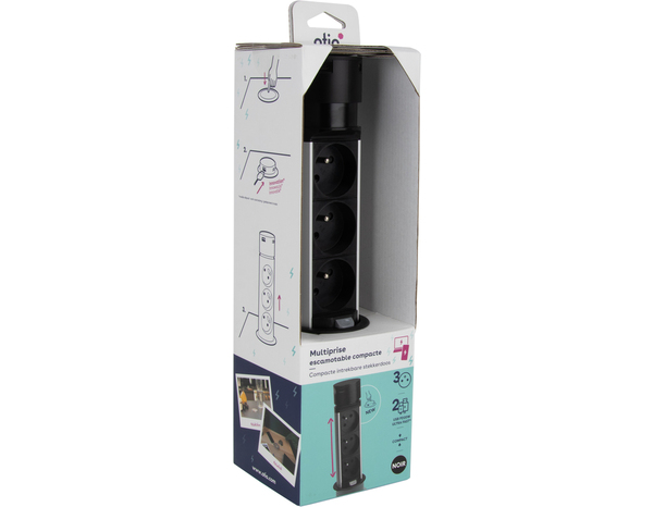 Bloc escamotable vertical 3x16A + USB - Otio - Brico Dépôt